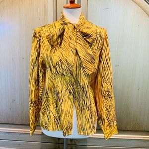 Vintage yellow snd black abstract blouse size med